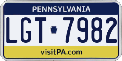 PA license plate LGT7982