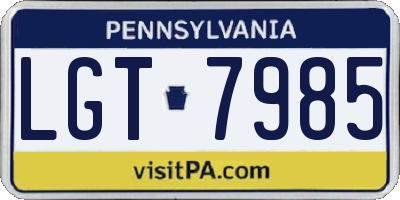 PA license plate LGT7985