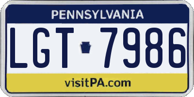 PA license plate LGT7986