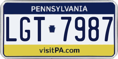 PA license plate LGT7987