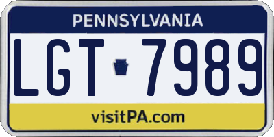 PA license plate LGT7989