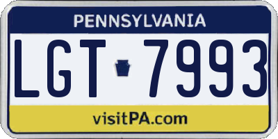 PA license plate LGT7993