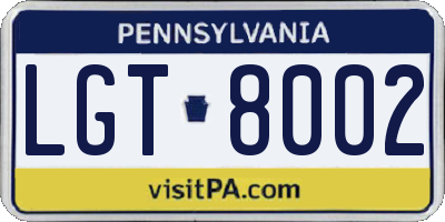PA license plate LGT8002