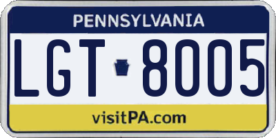 PA license plate LGT8005