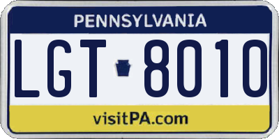 PA license plate LGT8010