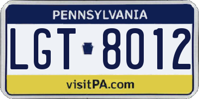 PA license plate LGT8012