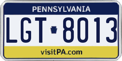 PA license plate LGT8013