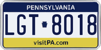 PA license plate LGT8018