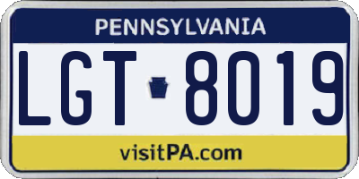 PA license plate LGT8019