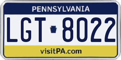PA license plate LGT8022