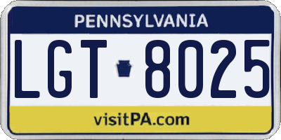 PA license plate LGT8025