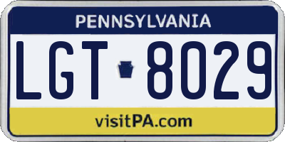 PA license plate LGT8029
