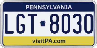 PA license plate LGT8030