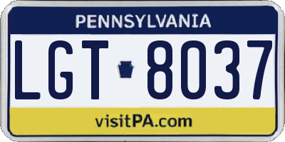 PA license plate LGT8037