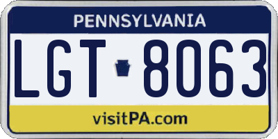 PA license plate LGT8063