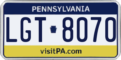 PA license plate LGT8070