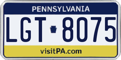 PA license plate LGT8075