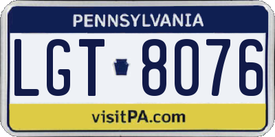 PA license plate LGT8076