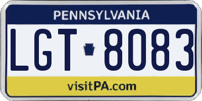 PA license plate LGT8083