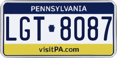 PA license plate LGT8087
