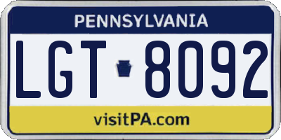 PA license plate LGT8092