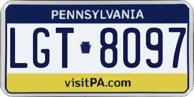 PA license plate LGT8097