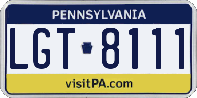 PA license plate LGT8111