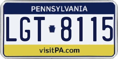 PA license plate LGT8115