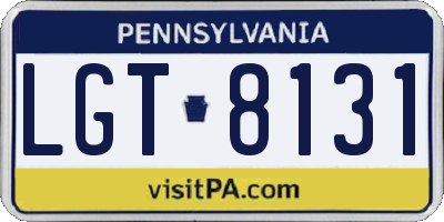 PA license plate LGT8131