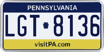 PA license plate LGT8136