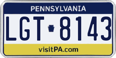 PA license plate LGT8143