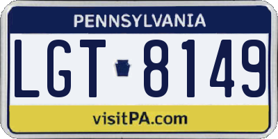 PA license plate LGT8149