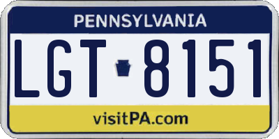 PA license plate LGT8151