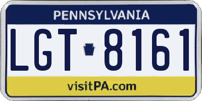 PA license plate LGT8161