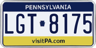 PA license plate LGT8175