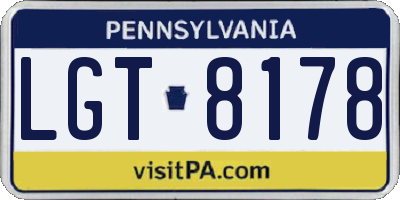 PA license plate LGT8178