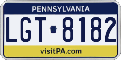 PA license plate LGT8182