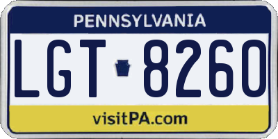 PA license plate LGT8260