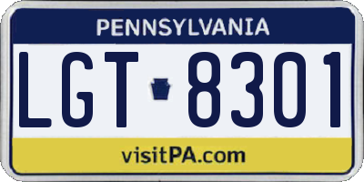 PA license plate LGT8301