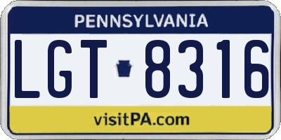 PA license plate LGT8316