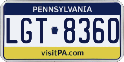 PA license plate LGT8360