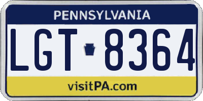 PA license plate LGT8364