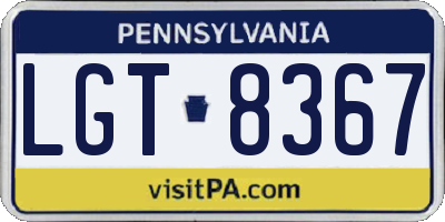 PA license plate LGT8367