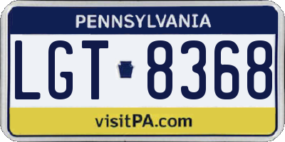PA license plate LGT8368