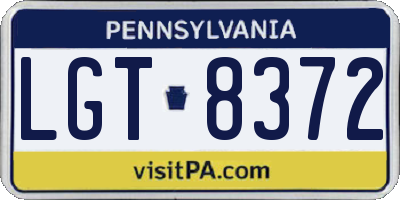 PA license plate LGT8372