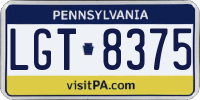 PA license plate LGT8375