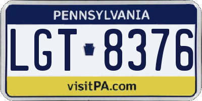 PA license plate LGT8376