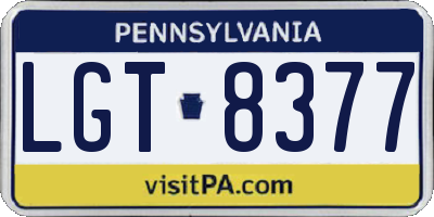PA license plate LGT8377