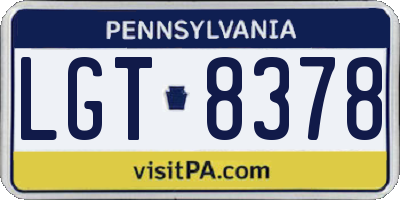 PA license plate LGT8378
