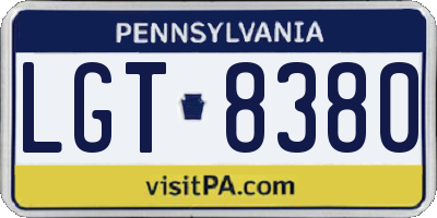 PA license plate LGT8380